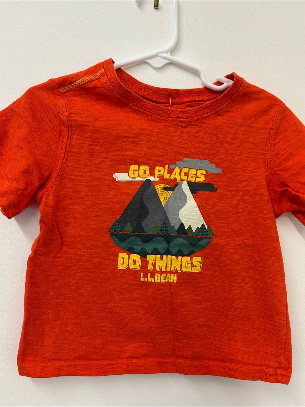 L.L. Bean Orange Kids Short-Sleeve Tee with Mountain Graphic